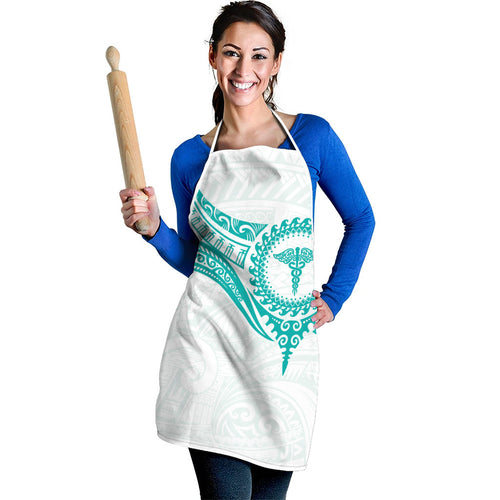 New Zealand Aotearoa Apron Nurse Tribal Teal Version
