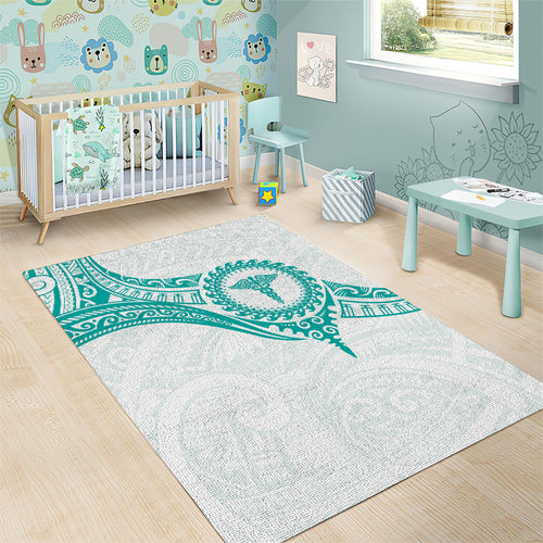 New Zealand Aotearoa Area Rug Nurse Tribal Teal Version