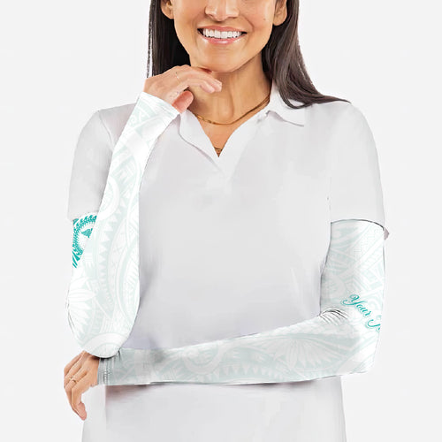 Personalised New Zealand Aotearoa Arm Sleeves Nurse Tribal Teal Version