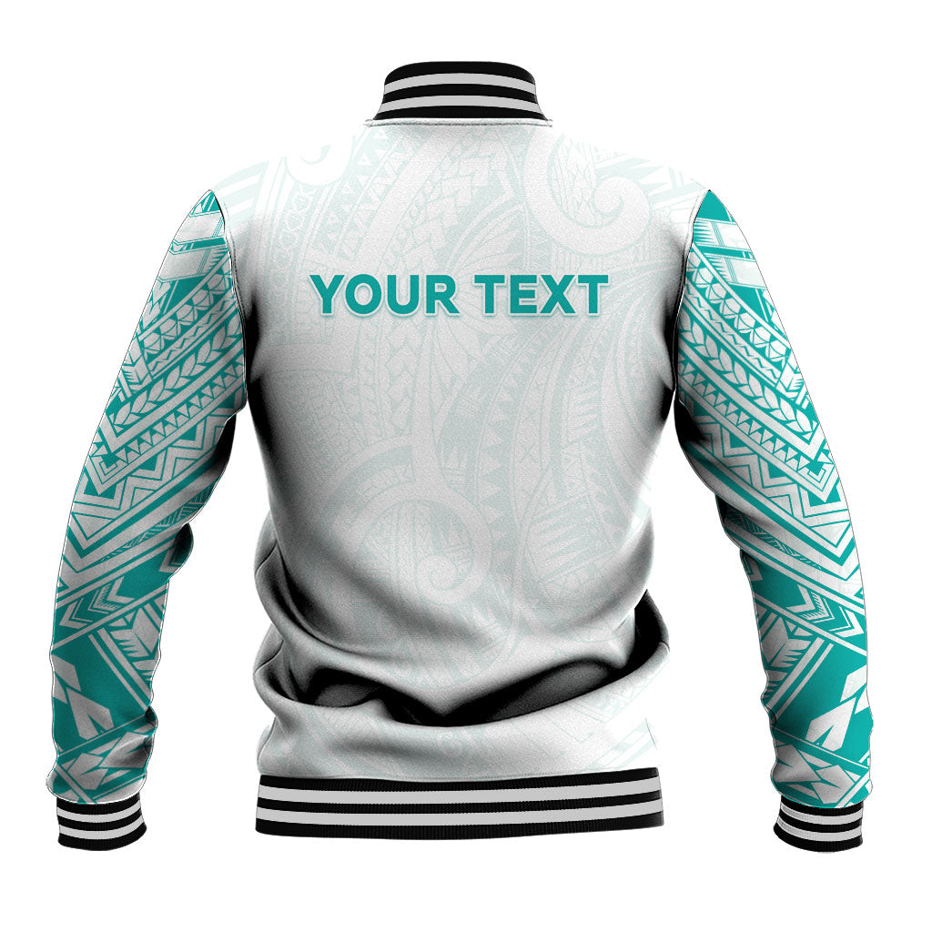 Personalised New Zealand Aotearoa Baseball Jacket Nurse Tribal Teal Version