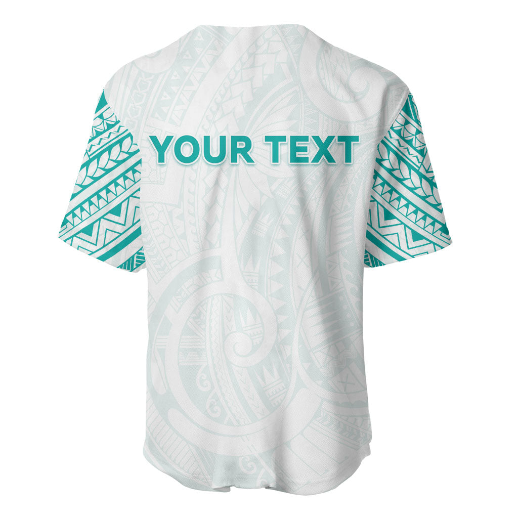 Personalised New Zealand Aotearoa Baseball Jersey Nurse Tribal Teal Version