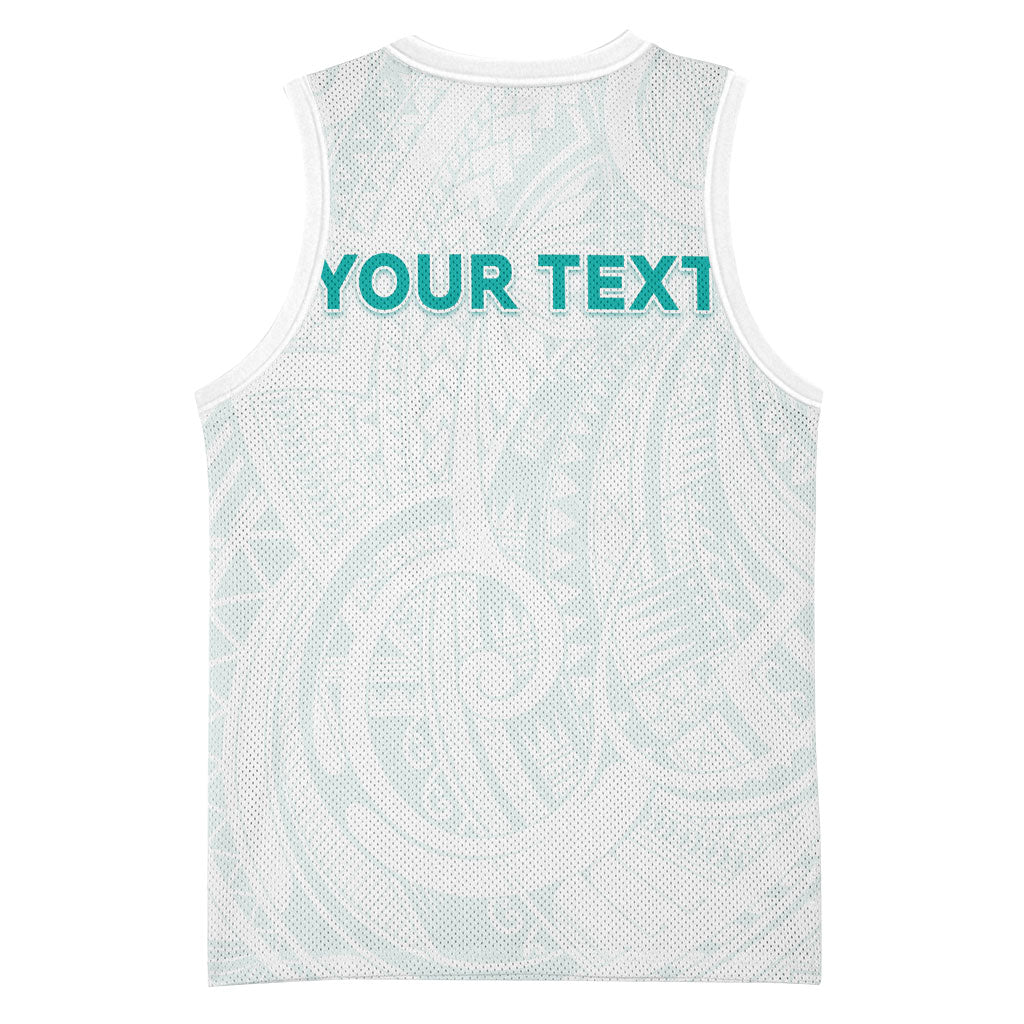 Personalised New Zealand Aotearoa Basketball Jersey Nurse Tribal Teal Version