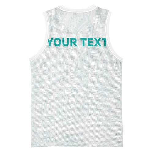 Personalised New Zealand Aotearoa Basketball Jersey Nurse Tribal Teal Version