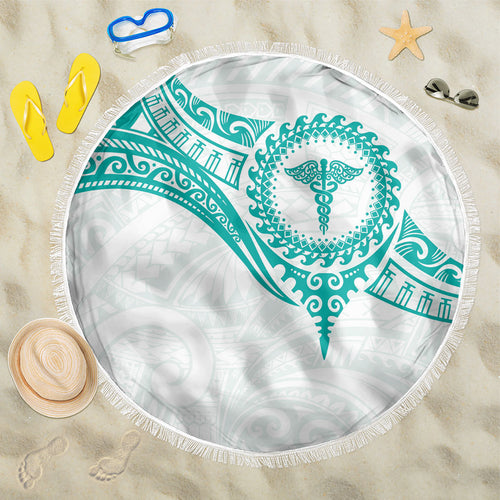 New Zealand Aotearoa Beach Blanket Nurse Tribal Teal Version