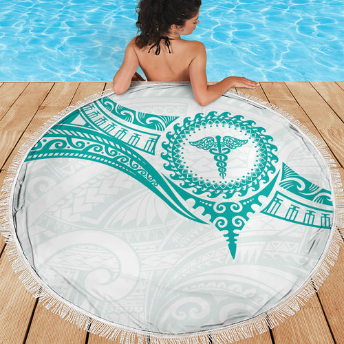 New Zealand Aotearoa Beach Blanket Nurse Tribal Teal Version
