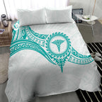 New Zealand Aotearoa Bedding Set Nurse Tribal Teal Version