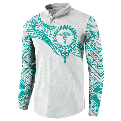 Personalised New Zealand Aotearoa Button Sweatshirt Nurse Tribal Teal Version