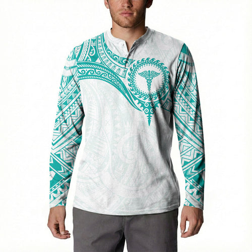 Personalised New Zealand Aotearoa Button Sweatshirt Nurse Tribal Teal Version