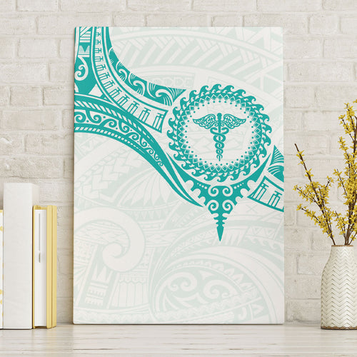 New Zealand Aotearoa Canvas Wall Art Nurse Tribal Teal Version