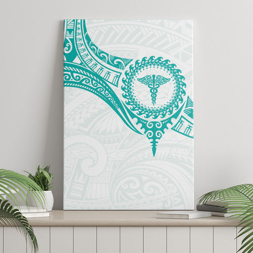 New Zealand Aotearoa Canvas Wall Art Nurse Tribal Teal Version