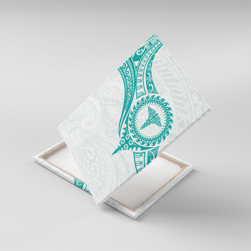New Zealand Aotearoa Canvas Wall Art Nurse Tribal Teal Version