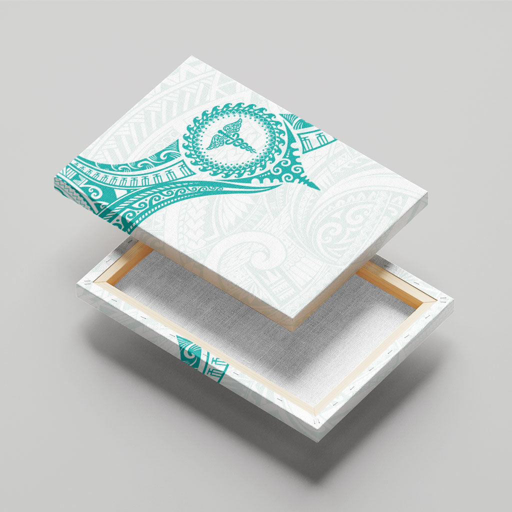 New Zealand Aotearoa Canvas Wall Art Nurse Tribal Teal Version