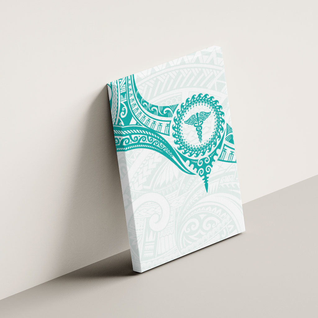 New Zealand Aotearoa Canvas Wall Art Nurse Tribal Teal Version