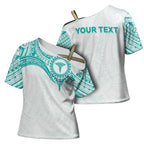 Personalised New Zealand Aotearoa Cross Shoulder Shirt Nurse Tribal Teal Version