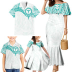 Personalised New Zealand Aotearoa Family Matching Mermaid Dress and Hawaiian Shirt Nurse Tribal Teal Version