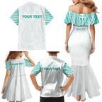 Personalised New Zealand Aotearoa Family Matching Mermaid Dress and Hawaiian Shirt Nurse Tribal Teal Version