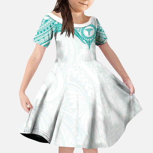 Personalised New Zealand Aotearoa Family Matching Short Sleeve Bodycon Dress and Hawaiian Shirt Nurse Tribal Teal Version
