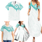 Personalised New Zealand Aotearoa Family Matching Summer Maxi Dress and Hawaiian Shirt Nurse Tribal Teal Version