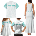Personalised New Zealand Aotearoa Family Matching Tank Maxi Dress and Hawaiian Shirt Nurse Tribal Teal Version