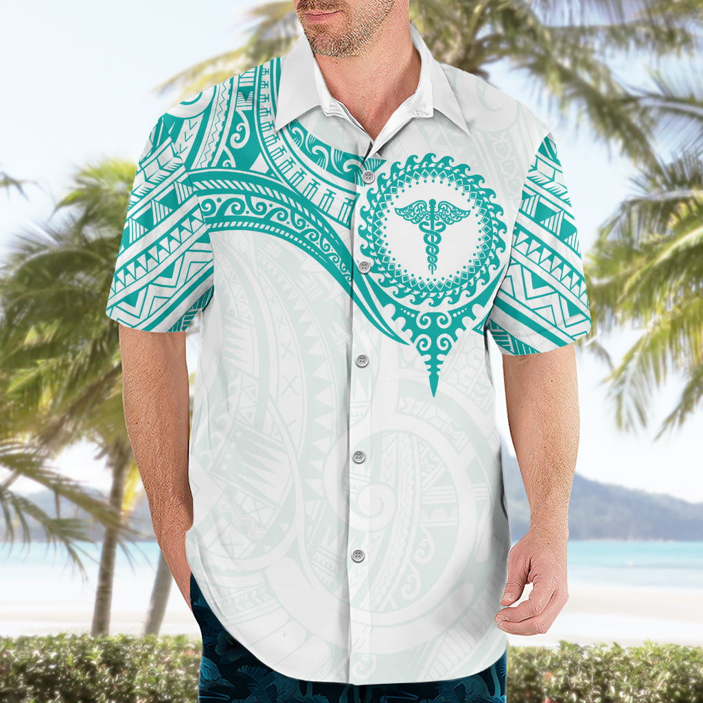 Personalised New Zealand Aotearoa Hawaiian Shirt Nurse Tribal Teal Version
