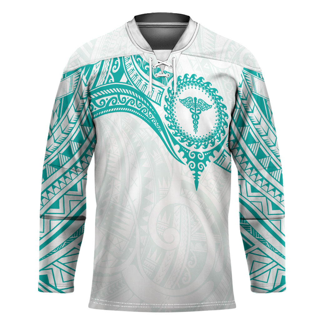 Personalised New Zealand Aotearoa Hockey Jersey Nurse Tribal Teal Version