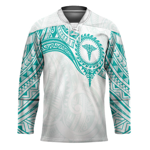 Personalised New Zealand Aotearoa Hockey Jersey Nurse Tribal Teal Version