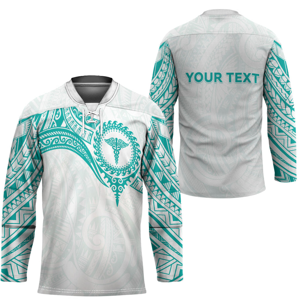 Personalised New Zealand Aotearoa Hockey Jersey Nurse Tribal Teal Version