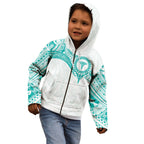 Personalised New Zealand Aotearoa Kid Hoodie Nurse Tribal Teal Version