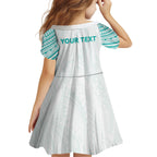 Personalised New Zealand Aotearoa Kid Short Sleeve Dress Nurse Tribal Teal Version