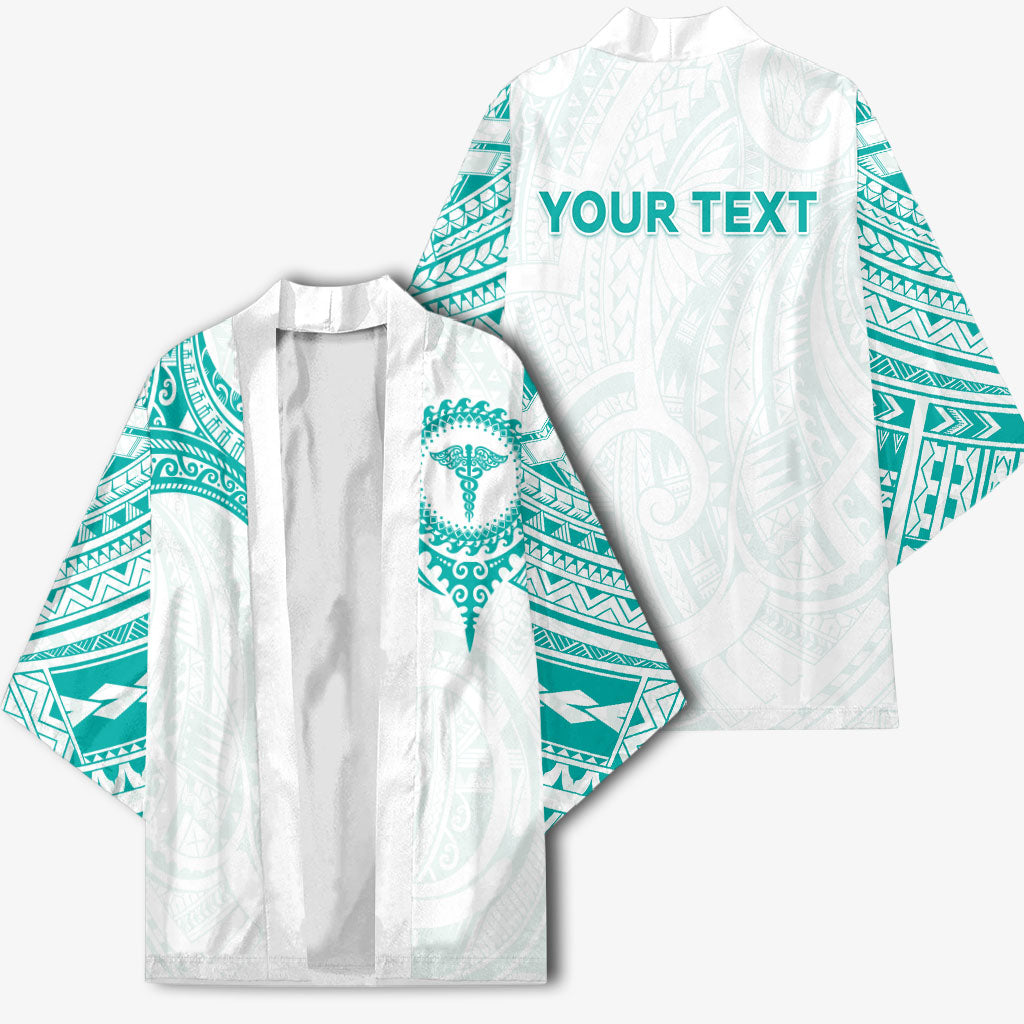 Personalised New Zealand Aotearoa Kimono Nurse Tribal Teal Version