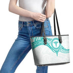 New Zealand Aotearoa Leather Tote Bag Nurse Tribal Teal Version