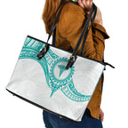 New Zealand Aotearoa Leather Tote Bag Nurse Tribal Teal Version