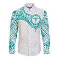Personalised New Zealand Aotearoa Long Sleeve Button Shirt Nurse Tribal Teal Version