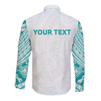 Personalised New Zealand Aotearoa Long Sleeve Button Shirt Nurse Tribal Teal Version
