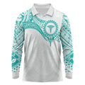 Personalised New Zealand Aotearoa Long Sleeve Polo Shirt Nurse Tribal Teal Version