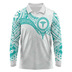 Personalised New Zealand Aotearoa Long Sleeve Polo Shirt Nurse Tribal Teal Version