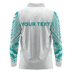 Personalised New Zealand Aotearoa Long Sleeve Polo Shirt Nurse Tribal Teal Version