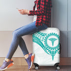 New Zealand Aotearoa Luggage Cover Nurse Tribal Teal Version