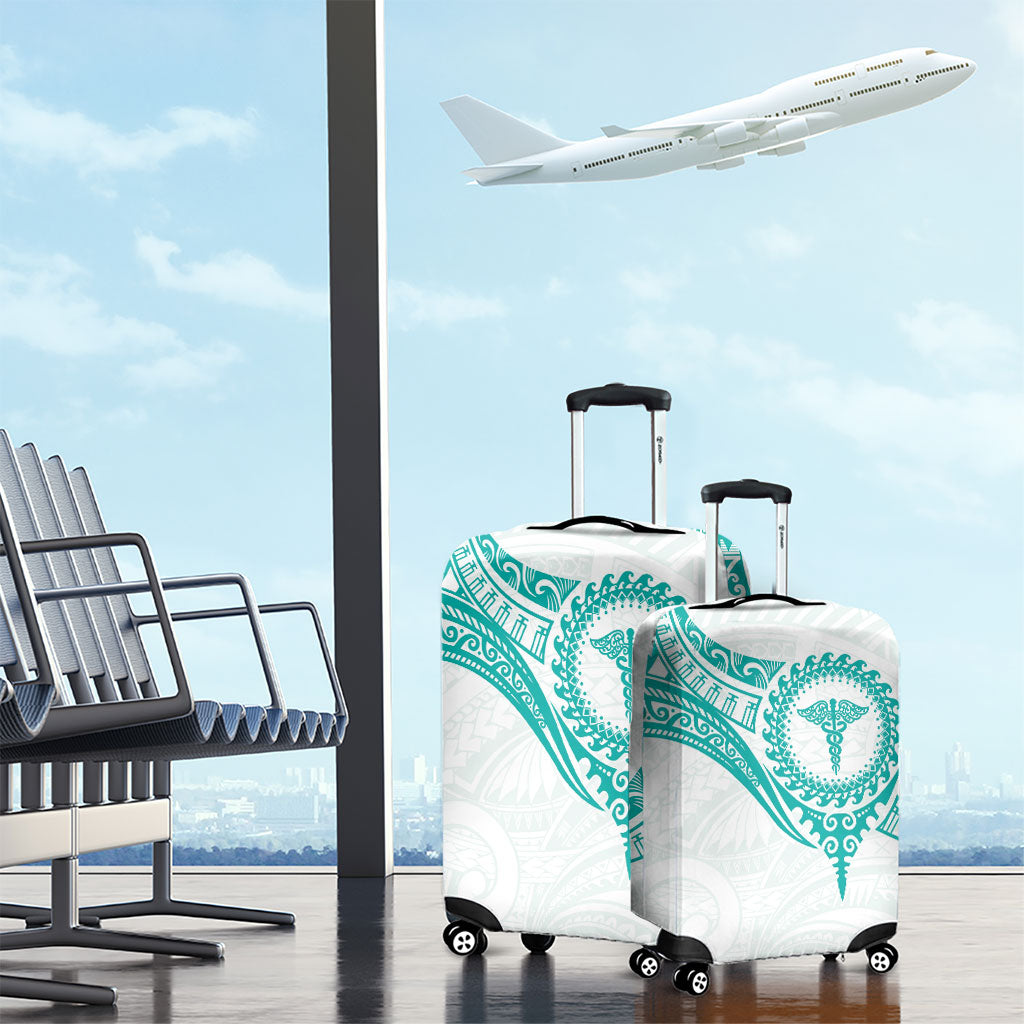 New Zealand Aotearoa Luggage Cover Nurse Tribal Teal Version