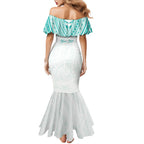Personalised New Zealand Aotearoa Mermaid Dress Nurse Tribal Teal Version