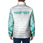 Personalised New Zealand Aotearoa Padded Jacket Nurse Tribal Teal Version