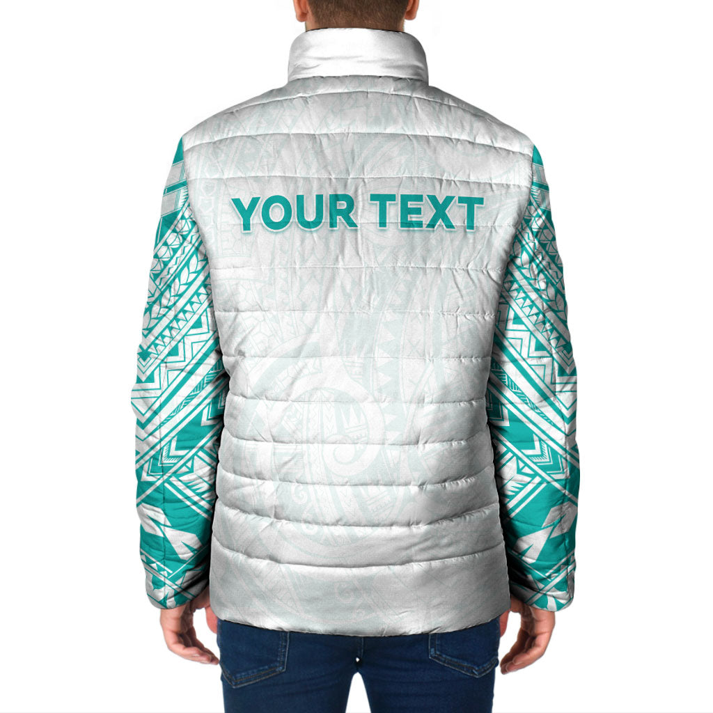 Personalised New Zealand Aotearoa Padded Jacket Nurse Tribal Teal Version