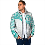Personalised New Zealand Aotearoa Padded Jacket Nurse Tribal Teal Version