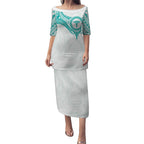 Personalised New Zealand Aotearoa Puletasi Nurse Tribal Teal Version