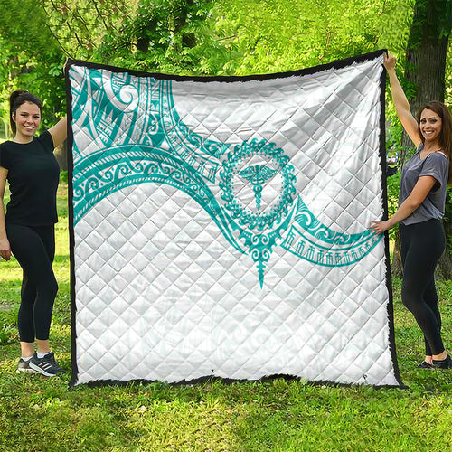 New Zealand Aotearoa Quilt Nurse Tribal Teal Version
