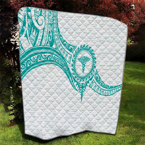 New Zealand Aotearoa Quilt Nurse Tribal Teal Version