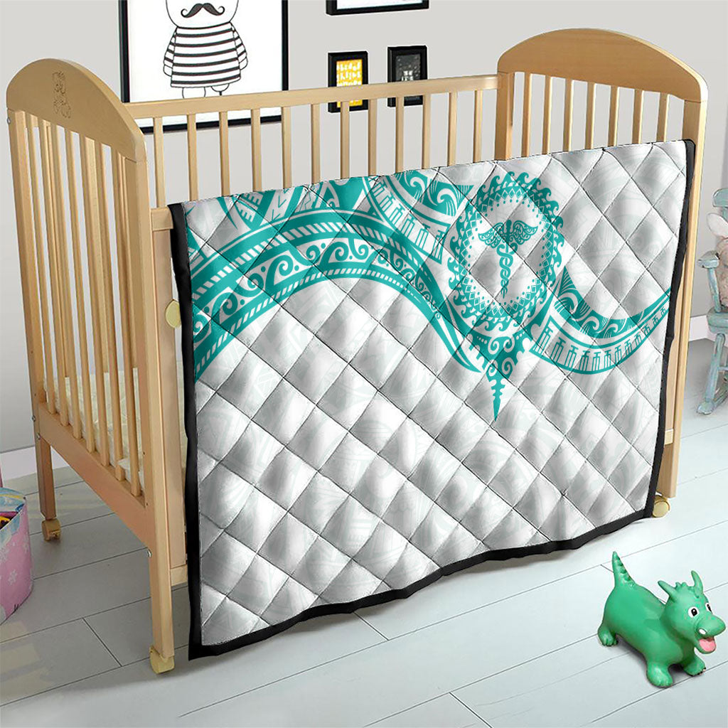 New Zealand Aotearoa Quilt Nurse Tribal Teal Version