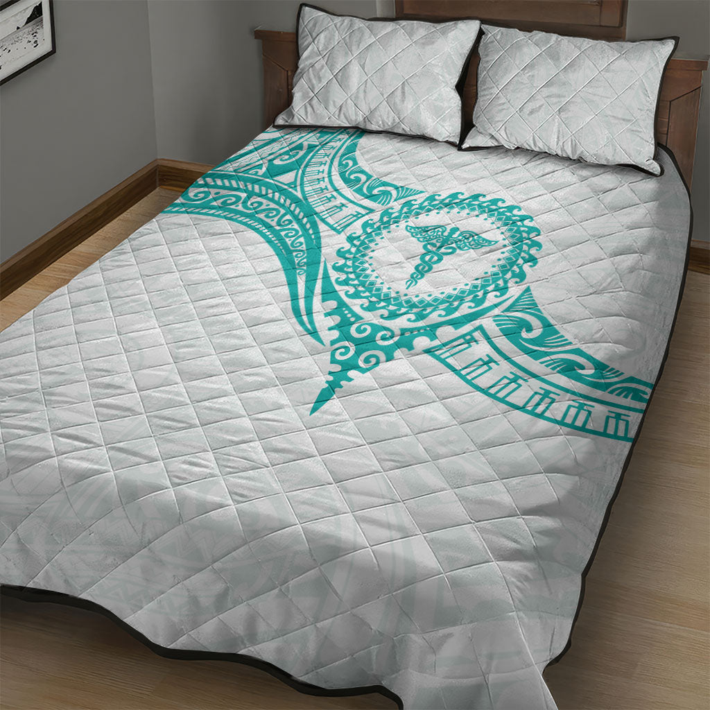 New Zealand Aotearoa Quilt Bed Set Nurse Tribal Teal Version