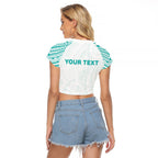 Personalised New Zealand Aotearoa Raglan Cropped T Shirt Nurse Tribal Teal Version
