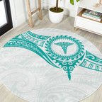 New Zealand Aotearoa Round Carpet Nurse Tribal Teal Version